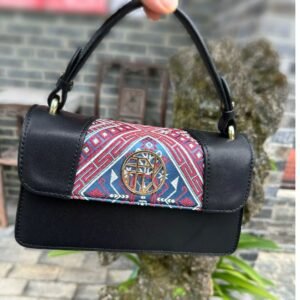 Original, simple, light luxury, leather splicing, intangible cultural heritage, Zhuangjin cross-body handbag, women's bag, national style, retro ethnic style, Chinese style